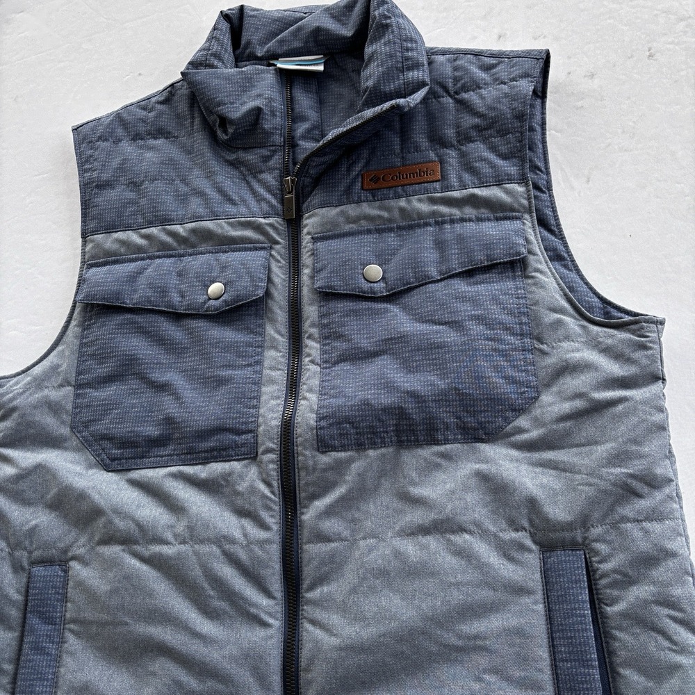 Columbia Insulated Quilted Vest Men's Small‎ Blue Full Zip Outdoor Jacket
